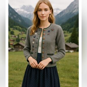 ✨OCTOBERFEST ✨STUNNING Traditional Alpine Boiled Wool Jacket szXS German pricefi